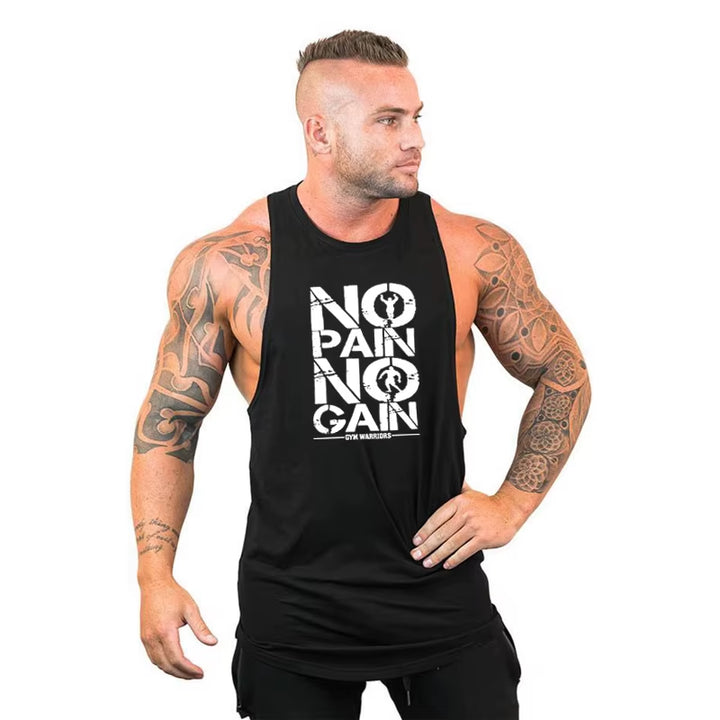 Brand Clothing No Pain No Gain Gym Stringer Tank Top Men Bodybuilding Tanktop Singlet Fitness Sleeveless Vest Muscle Undershirt