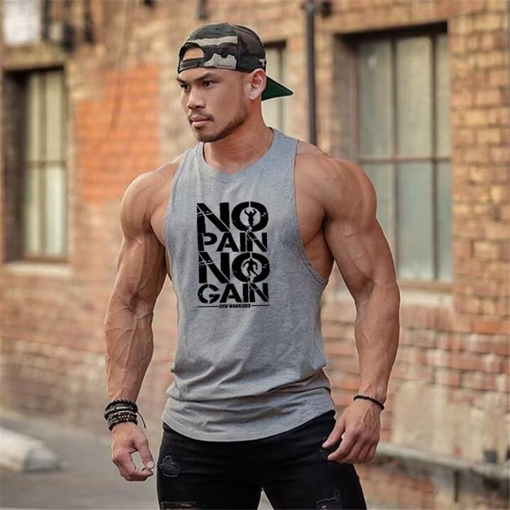 Brand Clothing No Pain No Gain Gym Stringer Tank Top Men Bodybuilding Tanktop Singlet Fitness Sleeveless Vest Muscle Undershirt